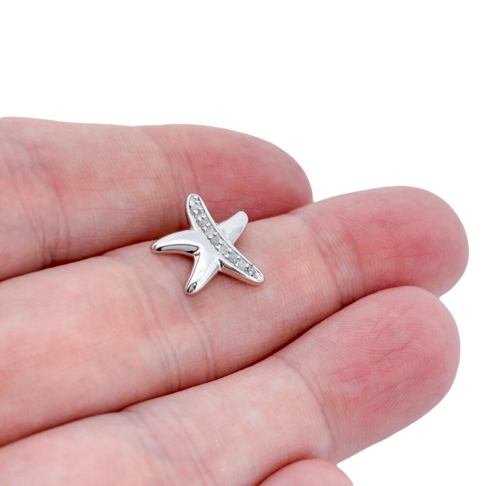 Vintage Sterling Silver 925 Cubic Zirconia Accent Starfish Charm Pendant